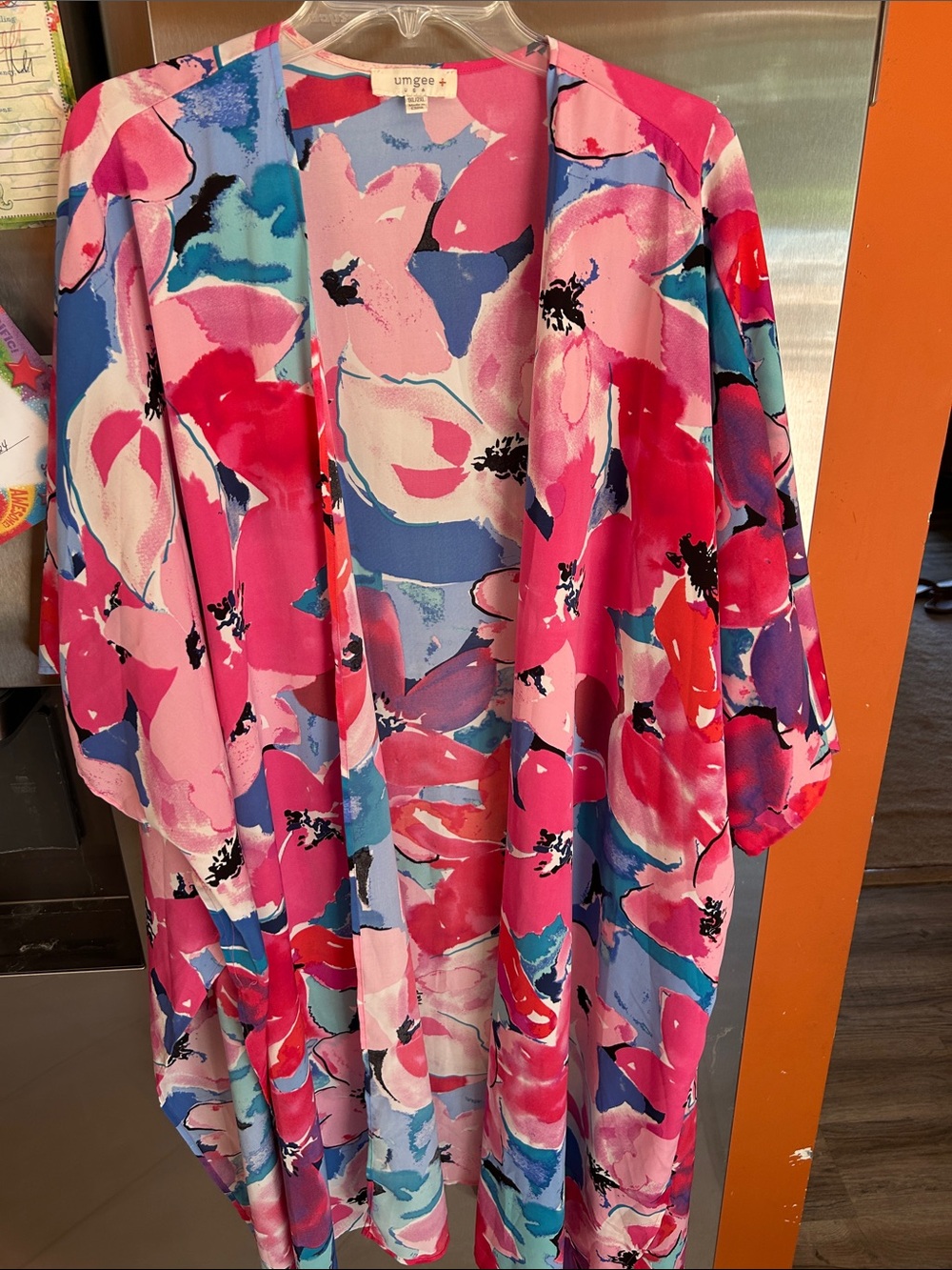 Umgee Pink Blue Floral Duster Kimono